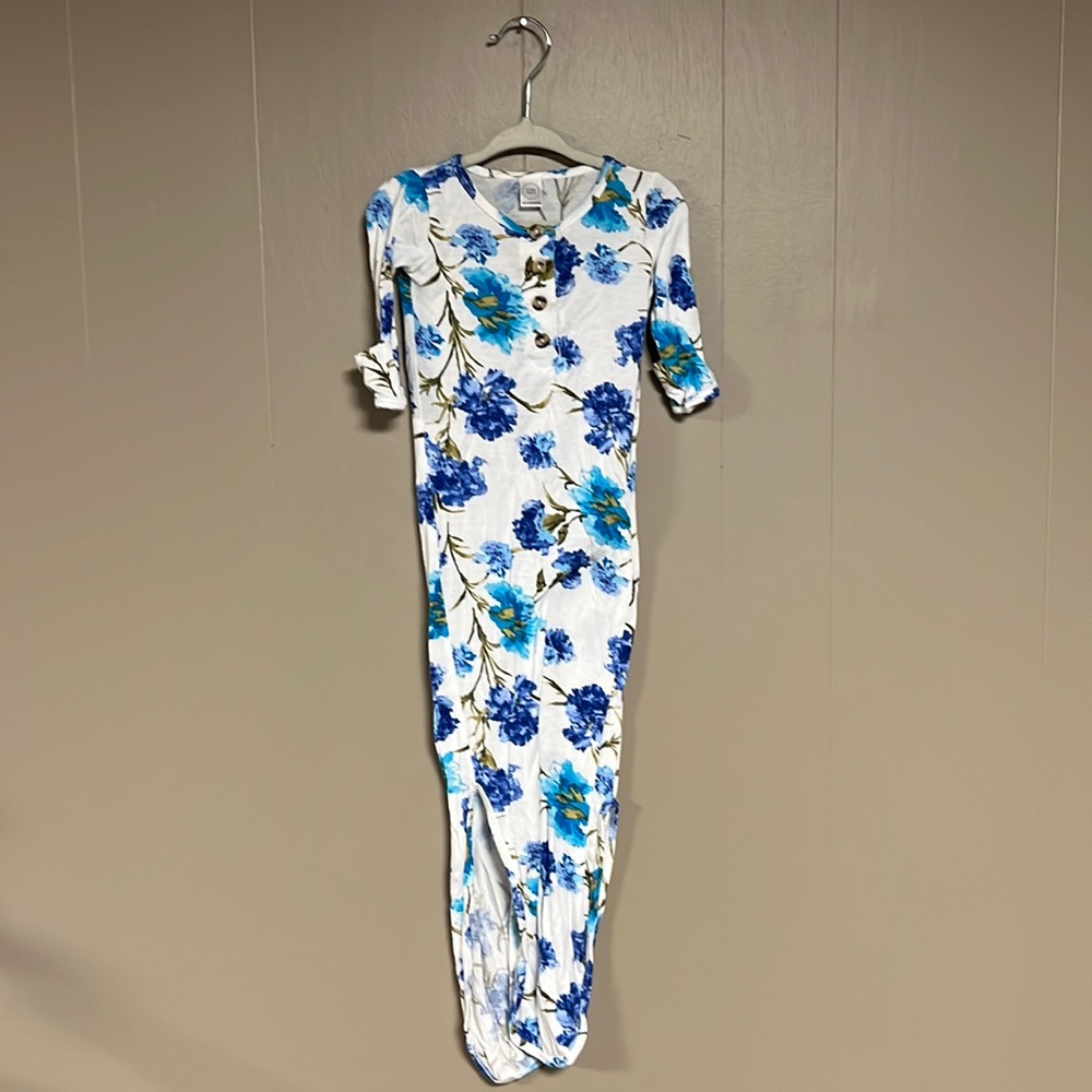 Lou Lou & Company blue floral knot gown size 3-6 months